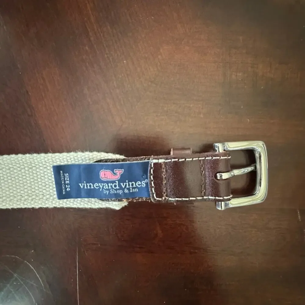 Vineyard Vines Boys' Classic Stripe Canvas Club Belt Blue White Size 24